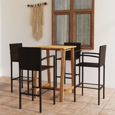 Set da bar per giardino Maisonchic - Acacia e Rattan - 5 Pezzi Set da bar per giardino Maisonchic - Acacia e Rattan - 5 Pezzi