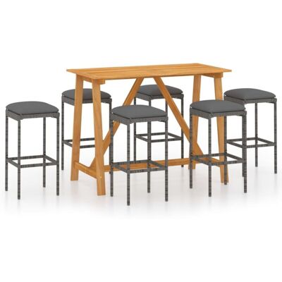 Set Bar da Giardino VidaXL - Grigio - 7 Pezzi Set Bar da Giardino VidaXL - Grigio - 7 Pezzi