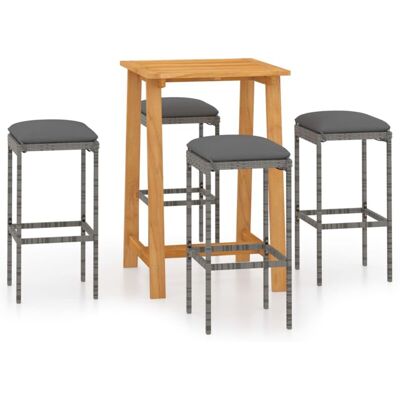 Set Bar Giardino Nnevl - Grigio, 5 Pezzi, Cuscini Set Bar Giardino Nnevl - Grigio, 5 Pezzi, Cuscini