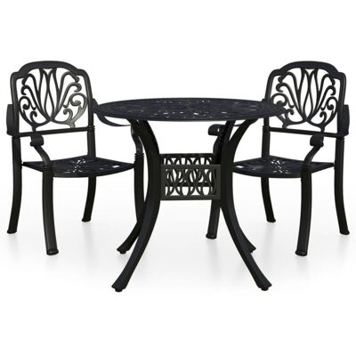 VIDAXL Set Da Bistrot 3 Pz In Alluminio Pressofuso Nero VIDAXL Set Da Bistrot 3 Pz In Alluminio Pressofuso Nero