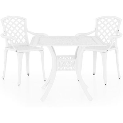 vidaXL Set da bistrot 3 pezzi in alluminio pressofuso Bianco - Set di bistrò vidaXL Set da bistrot 3 pezzi in alluminio pressofuso Bianco - Set di bistrò