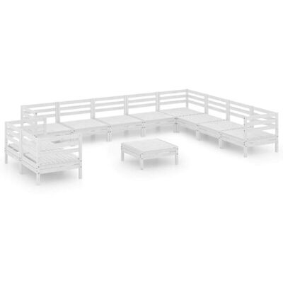 VIDAXL - Set Salotto Da Giardino 11 Pz In Legno Massello Di Pino Bianco VIDAXL - Set Salotto Da Giardino 11 Pz In Legno Massello Di Pino Bianco