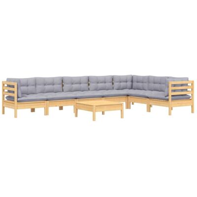 Set soggiorno da giardino vidaXL 8 pz legno di pino grigio Set soggiorno da giardino vidaXL 8 pz legno di pino grigio