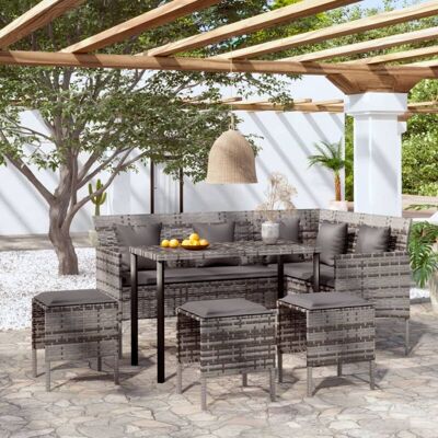 Set di Divani da Giardino a Forma di L Grigio - Mobili da Esterno Set di Divani da Giardino a Forma di L Grigio - Mobili da Esterno