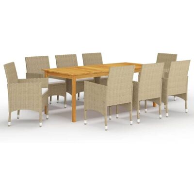 vidaXL Set da pranzo da giardino 9 pezzi beige vidaXL Set da pranzo da giardino 9 pezzi beige