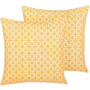 Set di Cuscini Esterni Beliani - Motivo Geometrico, 40x40 cm, Giallo Set di Cuscini Esterni Beliani - Motivo Geometrico, 40x40 cm, Giallo
