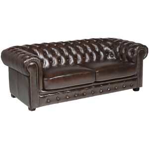 Unique - Divano Chesterfield A 3 Posti 100% Pelle Di Bufalo Marrone Con Riflessi Castani - Brenton Unique - Divano Chesterfield A 3 Posti 100% Pelle Di Bufalo Marrone Con Riflessi Castani - Brenton