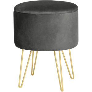 AKORD - Pouf Lili In Velluto Apribile Con Contenitore Colore Grigio Altezza 45 Cm AKORD - Pouf Lili In Velluto Apribile Con Contenitore Colore Grigio Altezza 45 Cm