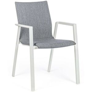 BIZZOTTO - Sedia Per Esterno In Alluminio Bianco Con Cuscino Grigio Scuro Odeon 55,5x60 H83 Cm BIZZOTTO - Sedia Per Esterno In Alluminio Bianco Con Cuscino Grigio Scuro Odeon 55,5x60 H83 Cm