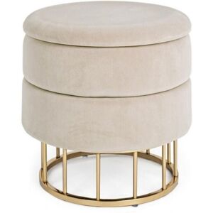 BIZZOTTO Pouf Contenitore Tondo Con Piede Ottone 'pavlina' Seduta In Velluto Arredamento Moderno -beige BIZZOTTO Pouf Contenitore Tondo Con Piede Ottone 'pavlina' Seduta In Velluto Arredamento Moderno -beige
