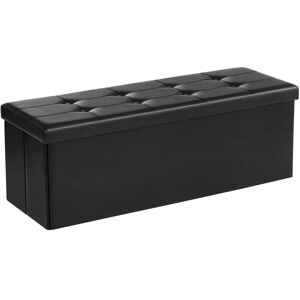 SONGMICS Cassapanca Contenitore 120l, Pouf Contenitore, Panca Poggiapiedi Pieghevole, Capacità Di Carico Di 300 Kg, Seduta Imbottita, Nero Lsf701 SONGMICS Cassapanca Contenitore 120l, Pouf Contenitore, Panca Poggiapiedi Pieghevole, Capacità Di Carico Di 300 Kg, Seduta Imbottita, Nero Lsf701