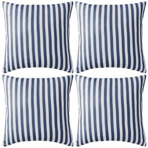 VIDAXL Cuscini Da Esterno 4 Pz Stampa A Righe 45x45 Cm Blu - VIDAXL Cuscini Da Esterno 4 Pz Stampa A Righe 45x45 Cm Blu -