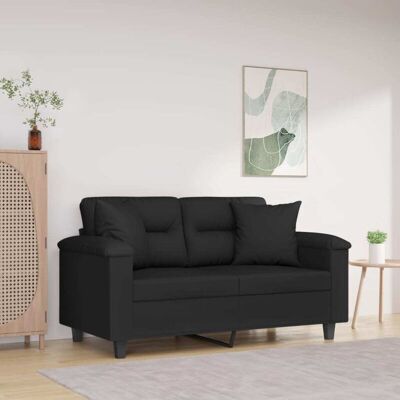 vidaXL Divano 2 posti - Tessuto microfibra, nero - Divano vidaXL Divano 2 posti - Tessuto microfibra, nero - Divano