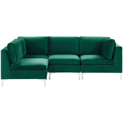 Beliani Divano Angolare in Velluto Verde - Modulare Beliani Divano Angolare in Velluto Verde - Modulare
