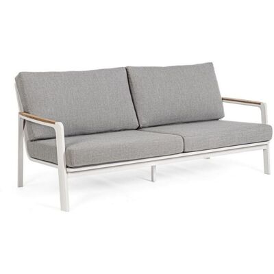 BIZZOTTO - Divano 'jalisco' Da Due/tre Posti, Con Cuscino, Struttura In Alluminio, Braccioli Con Inserti In Teak -bianco BIZZOTTO - Divano 'jalisco' Da Due/tre Posti, Con Cuscino, Struttura In Alluminio, Braccioli Con Inserti In Teak -bianco