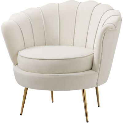 HOMCOM Poltrona Design Vintage Poltroncina Rétro Da Camera In Velluto Crema HOMCOM Poltrona Design Vintage Poltroncina Rétro Da Camera In Velluto Crema