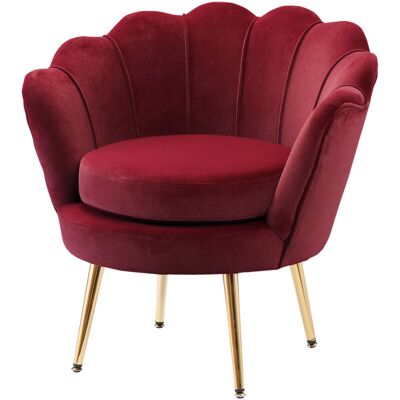 HOMCOM Poltroncina Da Camera In Velluto Rosso Poltrona Vintage Di Design - HOMCOM Poltroncina Da Camera In Velluto Rosso Poltrona Vintage Di Design -