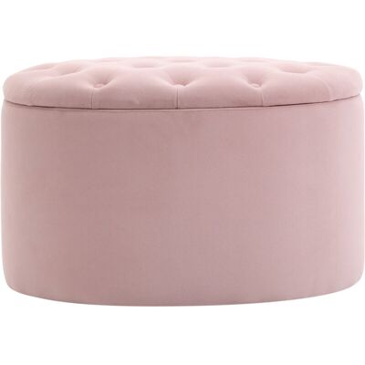 HOMCOM Pouf Poggiapiedi Ovale Imbottito Con Vano Contenitore In Velluto Rosa HOMCOM Pouf Poggiapiedi Ovale Imbottito Con Vano Contenitore In Velluto Rosa