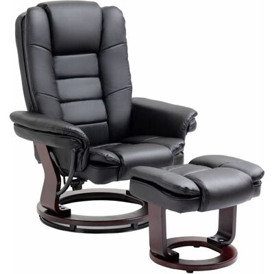 HOMCOM Set Poltrona Relax Reclinabile Girevole A 360° E Pouf Poggiapiedi - HOMCOM Set Poltrona Relax Reclinabile Girevole A 360° E Pouf Poggiapiedi -