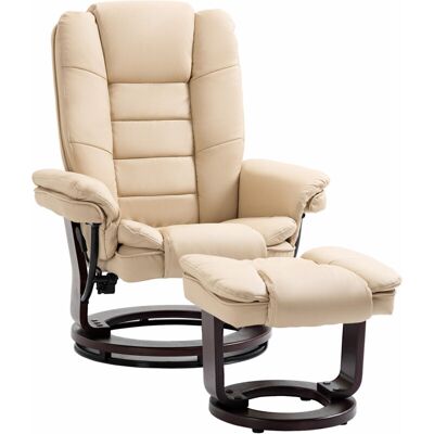 HOMCOM Set Poltrona Relax Reclinabile Girevole A 360° E Pouf Poggiapiedi - HOMCOM Set Poltrona Relax Reclinabile Girevole A 360° E Pouf Poggiapiedi -