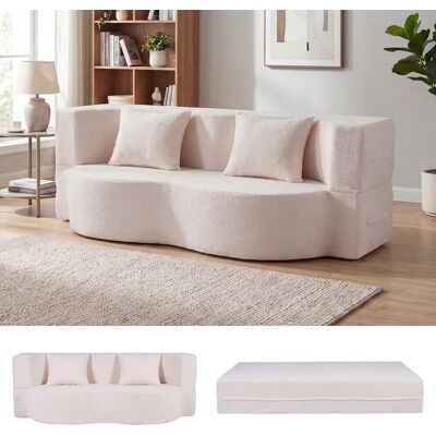 COSTWAY Divano Letto Divano Letto Pieghevole Per Pavimento Divano Convertibile Tessuto Divano A 2 Posti Sofa Divanetto Letto Matrimoniale Pile Teddy Cuscini P COSTWAY Divano Letto Divano Letto Pieghevole Per Pavimento Divano Convertibile Tessuto Divano A 2 Posti Sofa Divanetto Letto Matrimoniale Pile Teddy Cuscini P