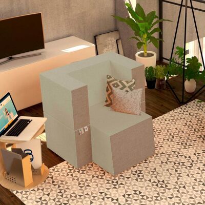 BALDIFLEX Poltrona Morbida Convertibile In Pouf Color Sabbia Praticha - BALDIFLEX Poltrona Morbida Convertibile In Pouf Color Sabbia Praticha -