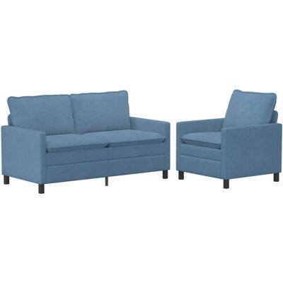 VIDAXL Set Di Divani 2 Pcs Blu Tessuto VIDAXL Set Di Divani 2 Pcs Blu Tessuto