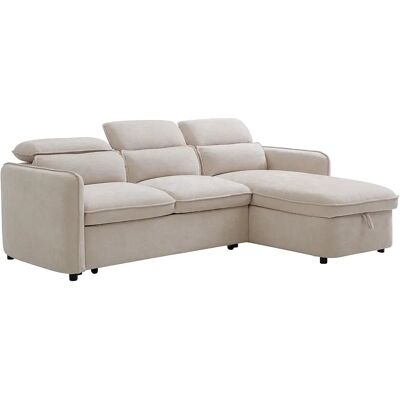 Unique Divano Letto Angolare Reversibile In Tessuto Beige - Manuko Unique Divano Letto Angolare Reversibile In Tessuto Beige - Manuko