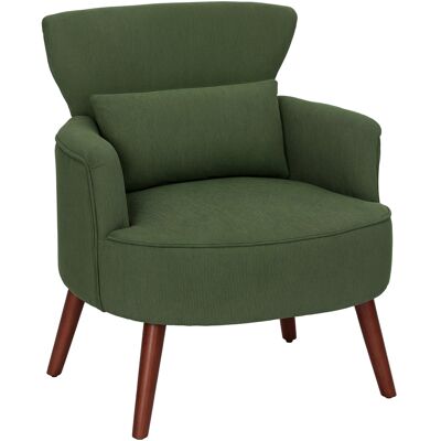 OEM Poltrona Moderna Imbottita In Velluto Con Cuscino Lombare, Schienale E Gambe In Legno, Verde OEM Poltrona Moderna Imbottita In Velluto Con Cuscino Lombare, Schienale E Gambe In Legno, Verde