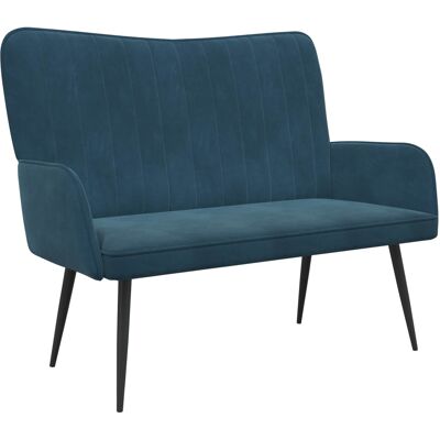 VIDAXL Divano A 2 Posti Blu 115 X 61 X 87 Cm Velluto VIDAXL Divano A 2 Posti Blu 115 X 61 X 87 Cm Velluto