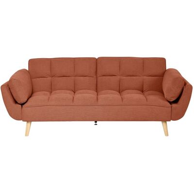BELIANI Divano Letto 3 Posti In Tessuto Con Gambe In Legno Schienale Intrecciato Imbottitura Biscuit Idrorepellente Arancione Asby BELIANI Divano Letto 3 Posti In Tessuto Con Gambe In Legno Schienale Intrecciato Imbottitura Biscuit Idrorepellente Arancione Asby