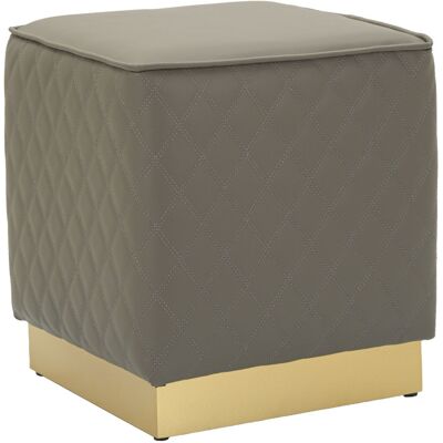 KENDRA HOME Puff Quadrato Sharon In Eco-pelle Grigia Con Base Oro KENDRA HOME Puff Quadrato Sharon In Eco-pelle Grigia Con Base Oro