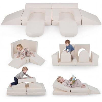 COSTWAY Divano Da Gioco Per Bambini Imbottito Modulare Trasformabile 10 Pezzi Poltrona Per Bambini 3 Anni Poltrone Poltroncina Lettino Da Pavimento Tessuto In COSTWAY Divano Da Gioco Per Bambini Imbottito Modulare Trasformabile 10 Pezzi Poltrona Per Bambini 3 Anni Poltrone Poltroncina Lettino Da Pavimento Tessuto In