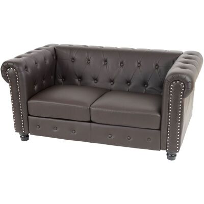 HEGELE Divano 2 Posti Classico Stile Vittoriano Chesterfield Ecopelle 90x160x74cm, Marrone Piedi Rotondi HEGELE Divano 2 Posti Classico Stile Vittoriano Chesterfield Ecopelle 90x160x74cm, Marrone Piedi Rotondi
