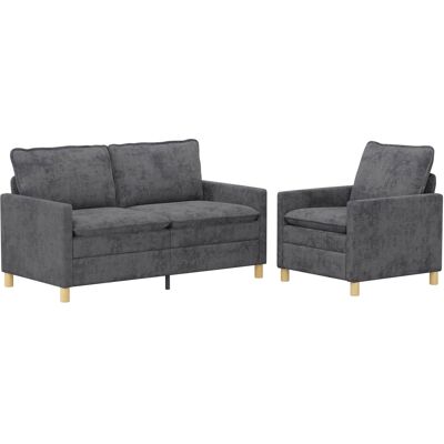 VIDAXL Set Di Divani 2 Pcs Grigio Scuro Poliestere VIDAXL Set Di Divani 2 Pcs Grigio Scuro Poliestere