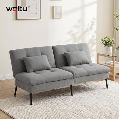 WOLTU Divano Letto 2 Posti Divano In Tessuto Effetto Lino Con 2 Cuscini Per Soggiorno E Camera Da Letto Grigio Scuro WOLTU Divano Letto 2 Posti Divano In Tessuto Effetto Lino Con 2 Cuscini Per Soggiorno E Camera Da Letto Grigio Scuro