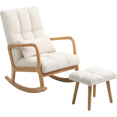 KELLANY Poltrona A Dondolo Con Poggiapiedi, Poltrona A Dondolo Con Rivestimento In Pile, Braccioli, Schienale Alto, Slitte In Legno, Poltrona Relax Imbottita Per Soggiorno, Camera Da Letto Bianca KELLANY Poltrona A Dondolo Con Poggiapiedi, Poltrona A Dondolo Con Rivestimento In Pile, Braccioli, Schienale Alto, Slitte In Legno, Poltrona Relax Imbottita Per Soggiorno, Camera Da Letto Bianca