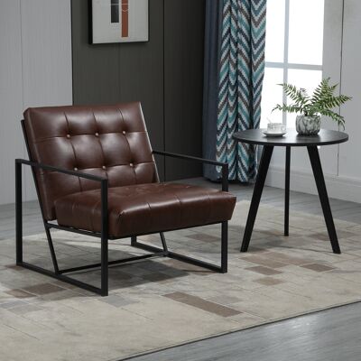 PZCC Poltrona Chesterfield, Comoda Poltrona Relax Con Seduta E Schienale Trapuntati, Struttura In Metallo Nero, Rivestimento In Tessuto Sintetico Color Cioccolato. PZCC Poltrona Chesterfield, Comoda Poltrona Relax Con Seduta E Schienale Trapuntati, Struttura In Metallo Nero, Rivestimento In Tessuto Sintetico Color Cioccolato.