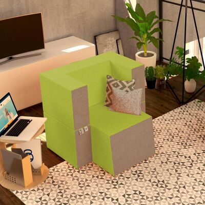 BALDIFLEX Poltrona Morbida Convertibile In Pouf Color Verde Oliva Praticha - BALDIFLEX Poltrona Morbida Convertibile In Pouf Color Verde Oliva Praticha -