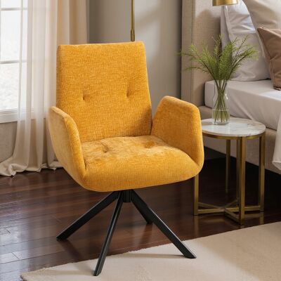 PZCC Poltrona Imbottita, Poltrona D'Accento, Design Moderno, Girevole, Portata Massima 120 Kg, Colore Giallo. PZCC Poltrona Imbottita, Poltrona D'Accento, Design Moderno, Girevole, Portata Massima 120 Kg, Colore Giallo.