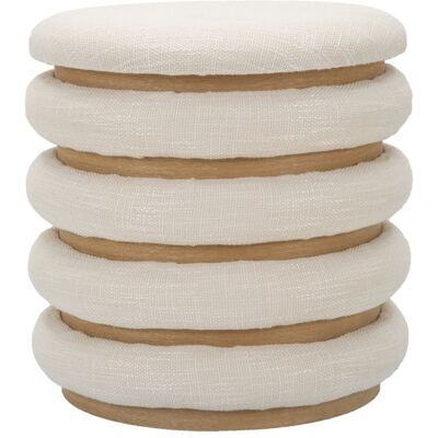 KENDRA HOME Puff Contenitore Damasco Line In Cotone Naturale E Legno, Ø 40 Cm KENDRA HOME Puff Contenitore Damasco Line In Cotone Naturale E Legno, Ø 40 Cm