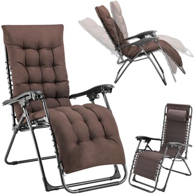 BAKAJI Poltrona Da Giardino Con Cuscino Imbottito Struttura Acciaio Pieghevole Marrone Relax BAKAJI Poltrona Da Giardino Con Cuscino Imbottito Struttura Acciaio Pieghevole Marrone Relax
