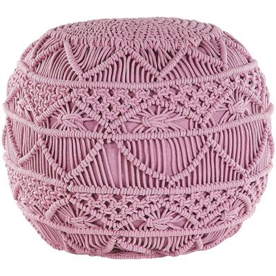 Pouf di cotone rosa KAYSERI di Beliani - Poggiapiedi rotondo boho Pouf di cotone rosa KAYSERI di Beliani - Poggiapiedi rotondo boho