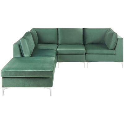 Divano Angolare Modulare Verde Velluto - 4 Posti Destra Divano Angolare Modulare Verde Velluto - 4 Posti Destra