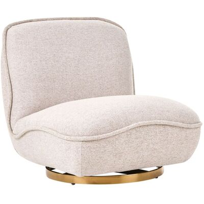 BELIANI Poltrona Girevole Rivestimento In Tessuto Base In Acciaio Dorato Senza Braccioli Seduta Spessa Beige Muren BELIANI Poltrona Girevole Rivestimento In Tessuto Base In Acciaio Dorato Senza Braccioli Seduta Spessa Beige Muren
