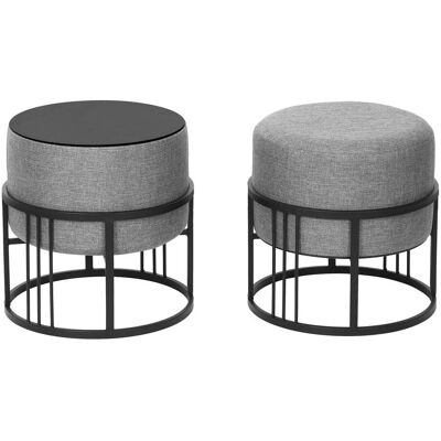 HELLOSHOP26 Set Di 2 Pouf Impilabili Design Moderno E Senza Tempo Multifunzionali Rotondi Grigio Chiaro 030009694 HELLOSHOP26 Set Di 2 Pouf Impilabili Design Moderno E Senza Tempo Multifunzionali Rotondi Grigio Chiaro 030009694