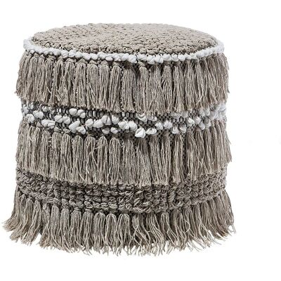 Pouf in cotone beige Beliani - Stile boho rustico - 44x43cm Pouf in cotone beige Beliani - Stile boho rustico - 44x43cm