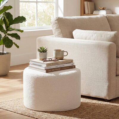 COSTWAY Pouf Ottomano Rotondo 45 X 35 Cm, Imbottito In Schiuma Morbida Con Tessuto,beige COSTWAY Pouf Ottomano Rotondo 45 X 35 Cm, Imbottito In Schiuma Morbida Con Tessuto,beige