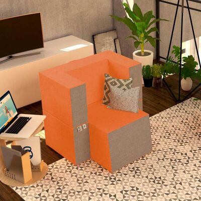 BALDIFLEX Poltrona Morbida Convertibile In Pouf Color Arancio Praticha - BALDIFLEX Poltrona Morbida Convertibile In Pouf Color Arancio Praticha -