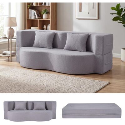 COSTWAY Divano Letto Divano Letto Pieghevole Per Pavimento Divano Convertibile Tessuto Divano A 2 Posti Sofa Divanetto Letto Matrimoniale Pile Teddy Cuscini P COSTWAY Divano Letto Divano Letto Pieghevole Per Pavimento Divano Convertibile Tessuto Divano A 2 Posti Sofa Divanetto Letto Matrimoniale Pile Teddy Cuscini P